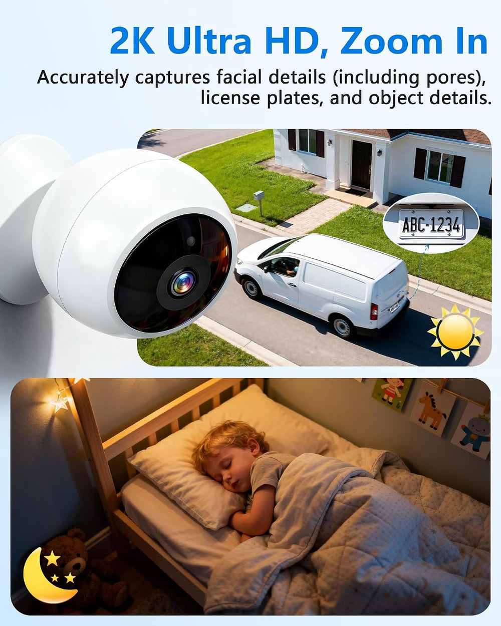 2K Magnetic Security Camera Indoor Wireless: Clear Pictures and Videos
