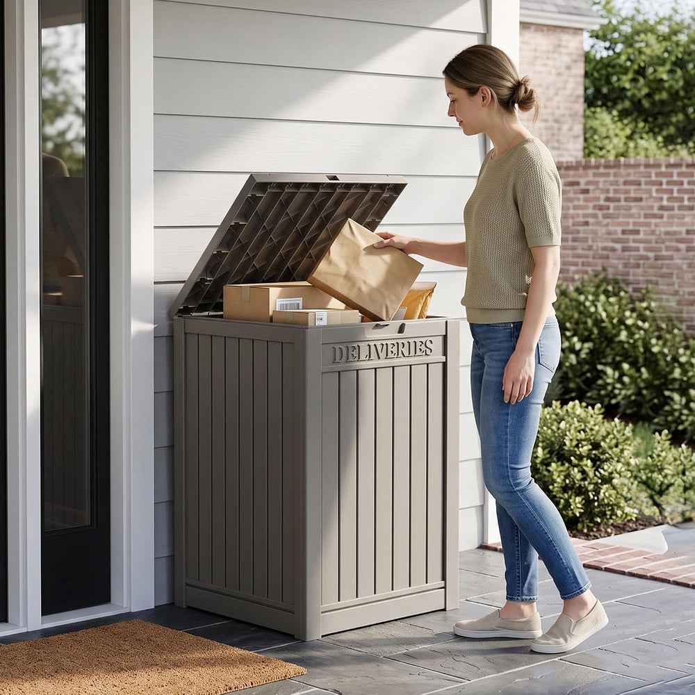 Package Delivery Boxes for Outside, Deck Storage Box Lockable Secure Design