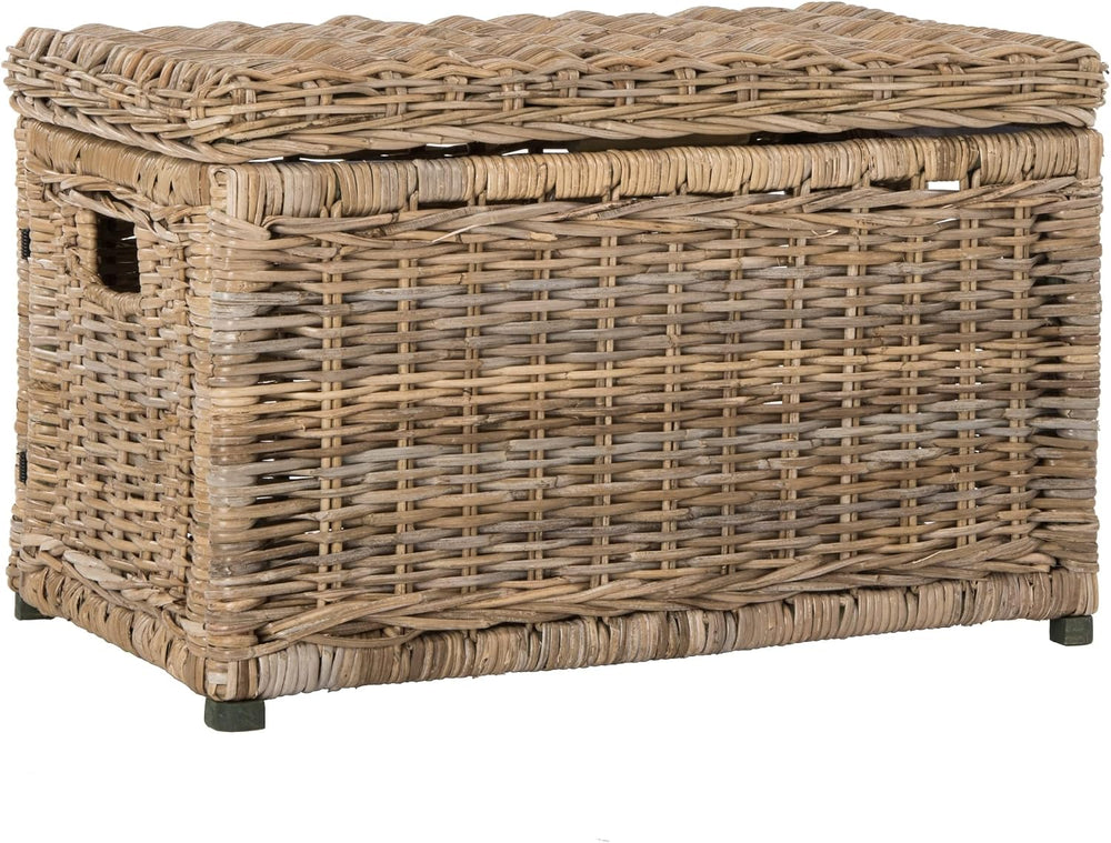 happimess Elijah 31" Wicker Storage Trunk Footlocker Chest, Natural