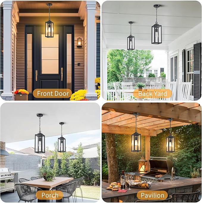 MYHXQ 15'' Large Motion Sensor Outdoor Pendant Lights, Dusk to Dawn M...