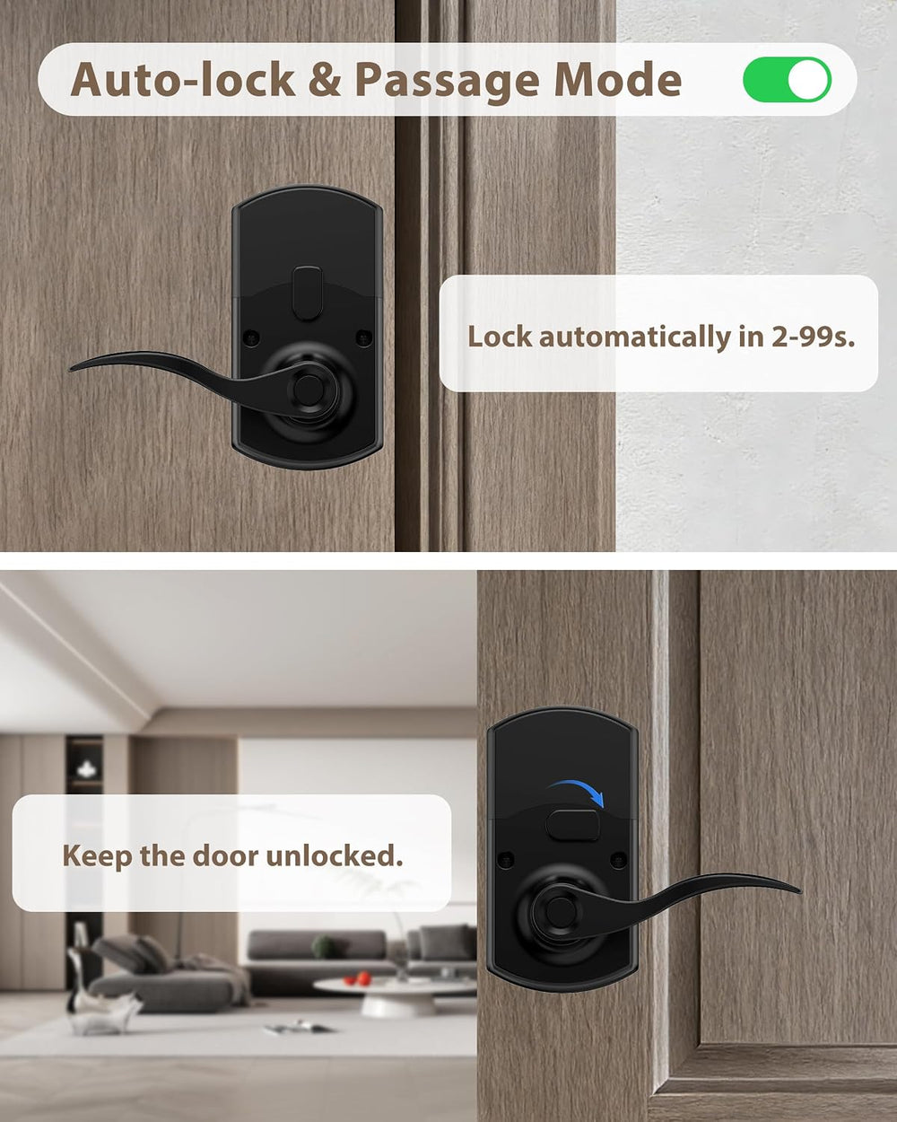 Keypad Door Lock with Handle, Electronic Keyless Entry Door Lock with Code, S...