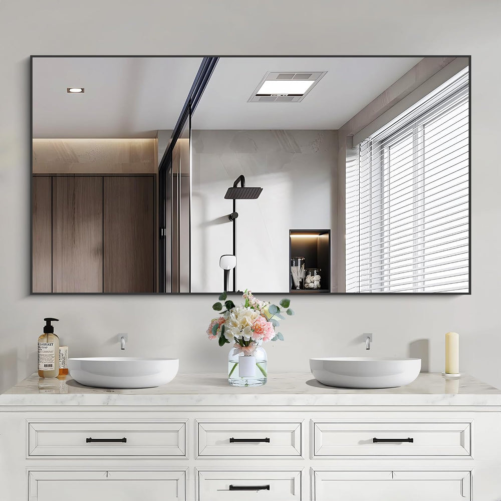 Black Bathroom Mirror for Wall, 30x50 Inch Rectangle Mirrors