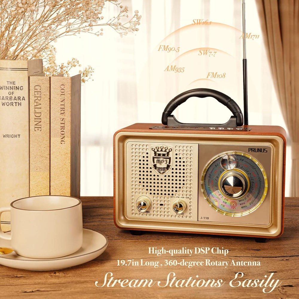 PRUNUS J-110 Radio Portable AM FM, Plug in Wall AC Power&Battery Operated