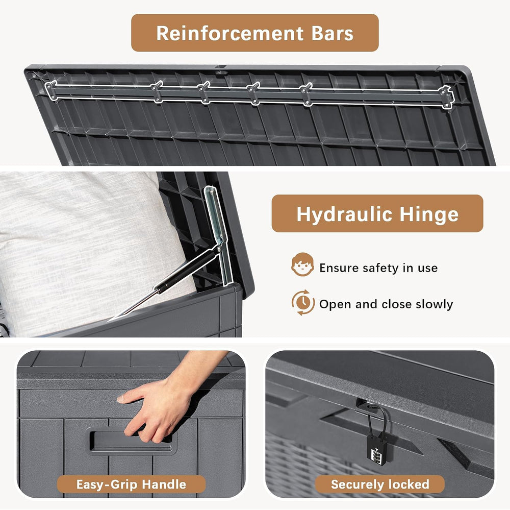 Devoko 97 Gallon Deck Box, Waterproof Resin Outdoor Storage Box for Outside a...