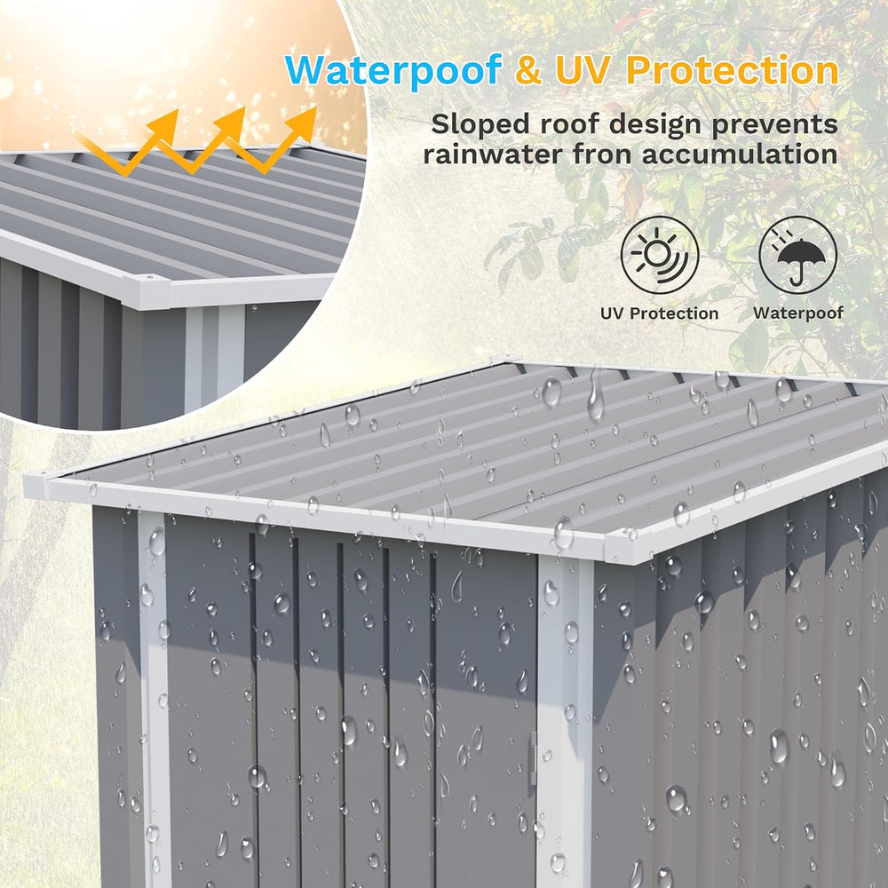 Patiowell 3x3 FT Storage Shed, Small Metal Shed, Gray