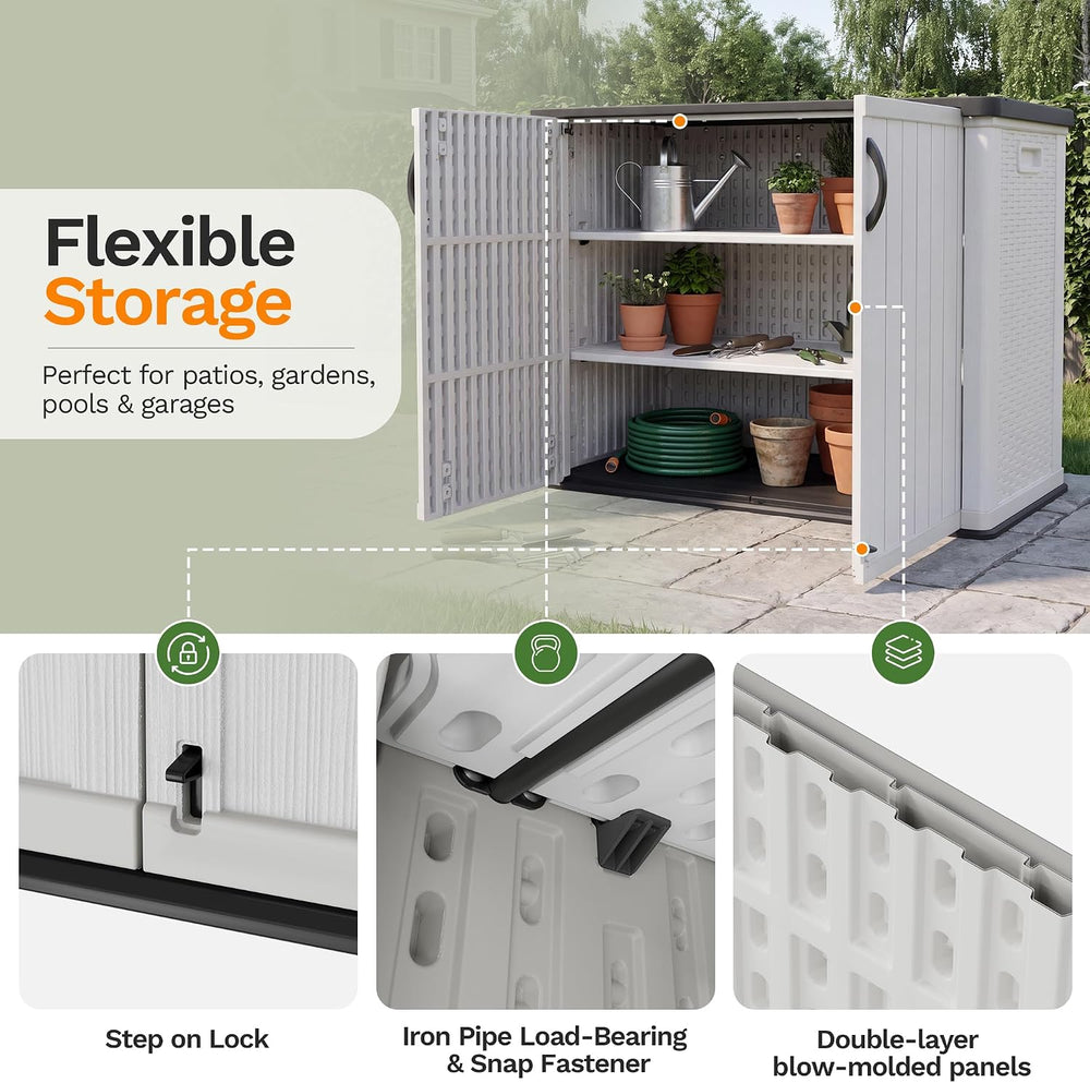 Devoko 26 Cu Ft Resin Outdoor Storage Cabinet with Lockable Doors, White