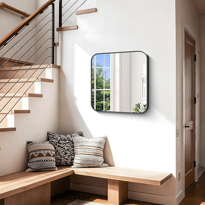 Black Bathroom Mirror, 18 x 18 inch Square Mirrors