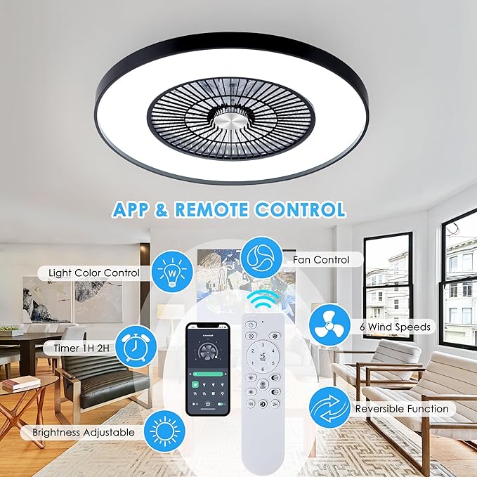 HUMHOLD 24" Bladeless Ceiling Fans
