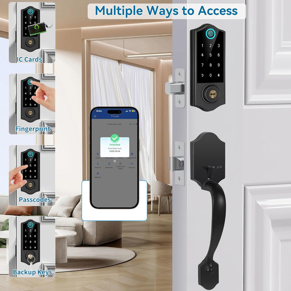 Fingerprint Smart Door Lock Front Door with Handle Set App Control