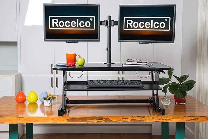 Rocelco 40" Large Height Adjustable Standing Desk Converter