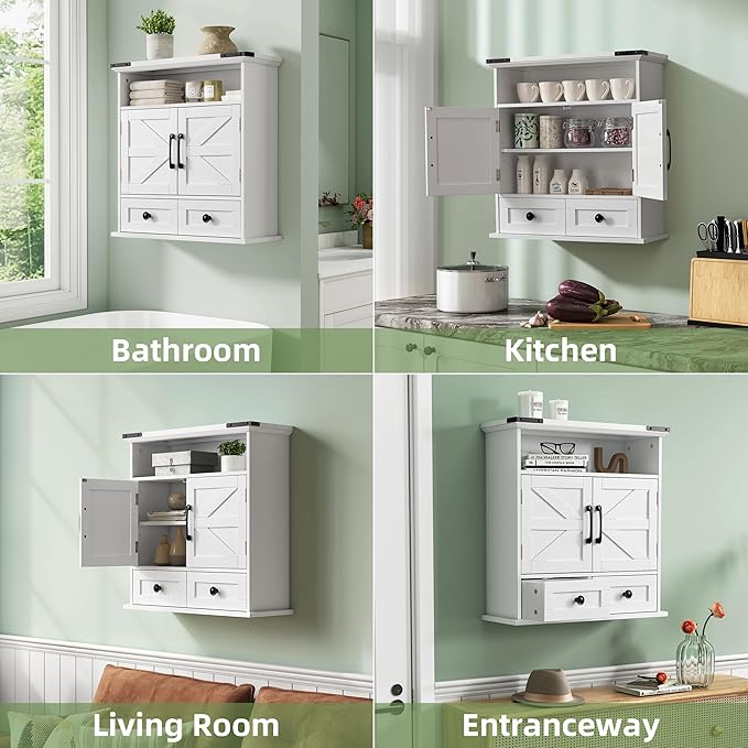 Bathroom Wall Cabinet, 23x25 Inch Farmhouse Medicine Cabinet Over Toilet