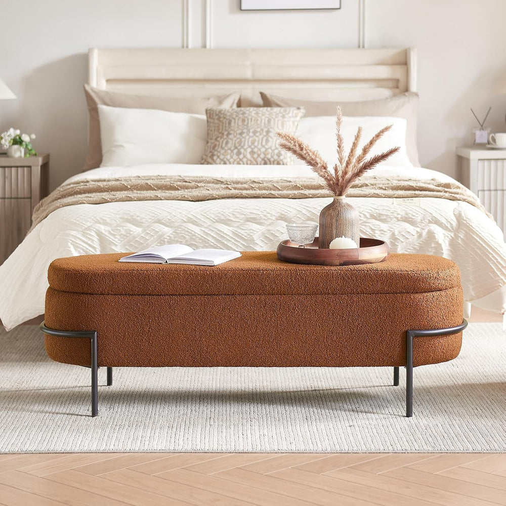 FiveWillowise 52 Inch Sherpa Storage Ottoman Bench,End of Bed Bench