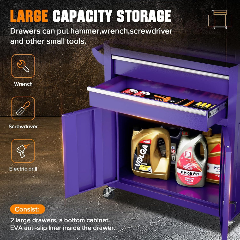 8-Drawer Rolling Tool Chest - Heavy-Duty Steel Tool Cabinet with Detachable T...