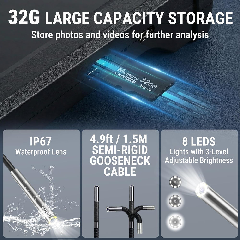 Articulating Borescope Camera, 6.2mm Borescope Endoscope with 5" IPS Scr...