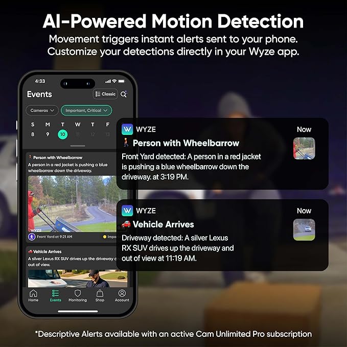 Wyze Window Camera, WiFi Indoor HD Home Security Camera, Upgraded Color Night