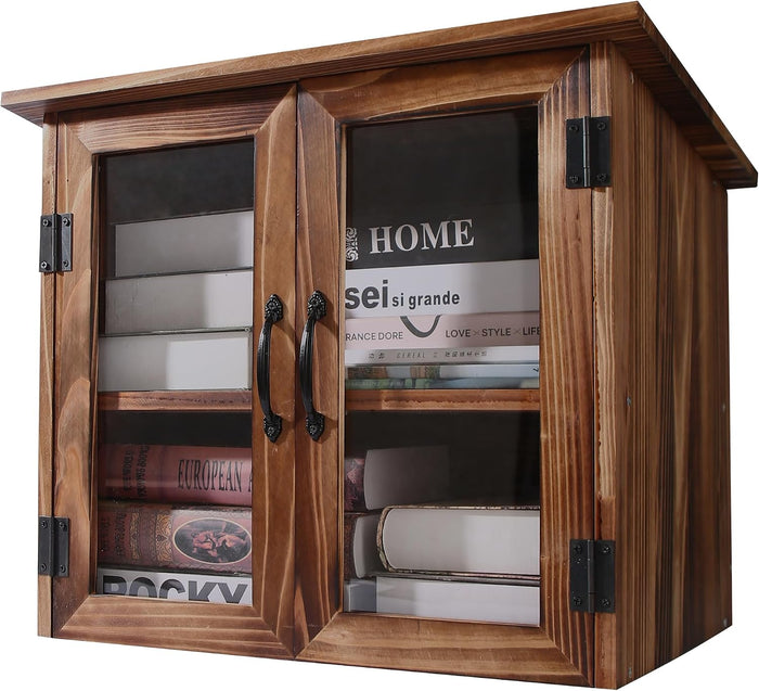 WONFUlity Library Box Outdoor,Free Library Box Little Outdoor Book Storage,Wood Cabinet for DIY Neighborhood Community School Sharing Books, Literature, Newspapers, Food, Art (brown, 22x20x18.5)