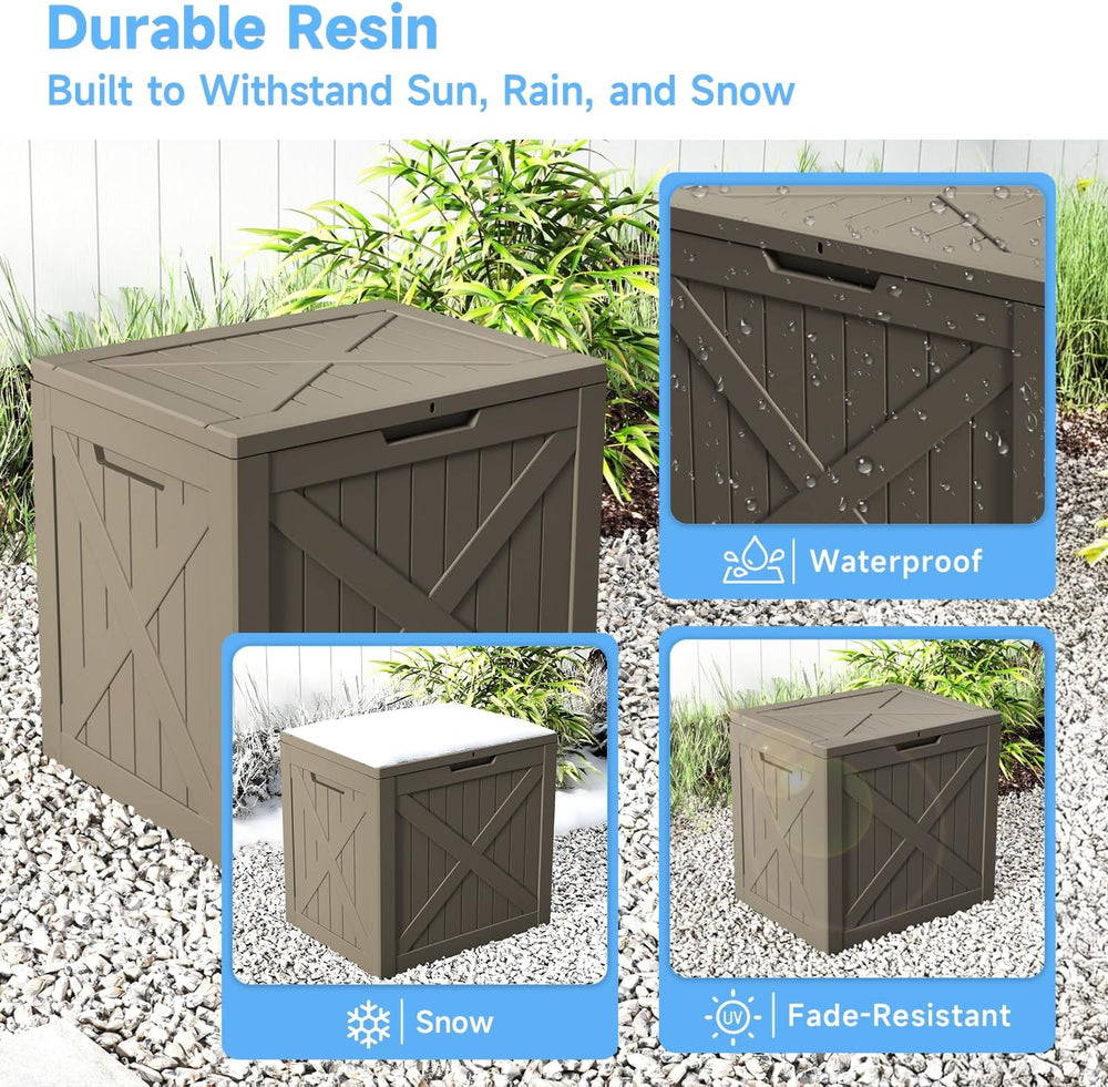 EasyUp 35 Gallon Outdoor Storage Box Waterproof Weatherproof Deck Box