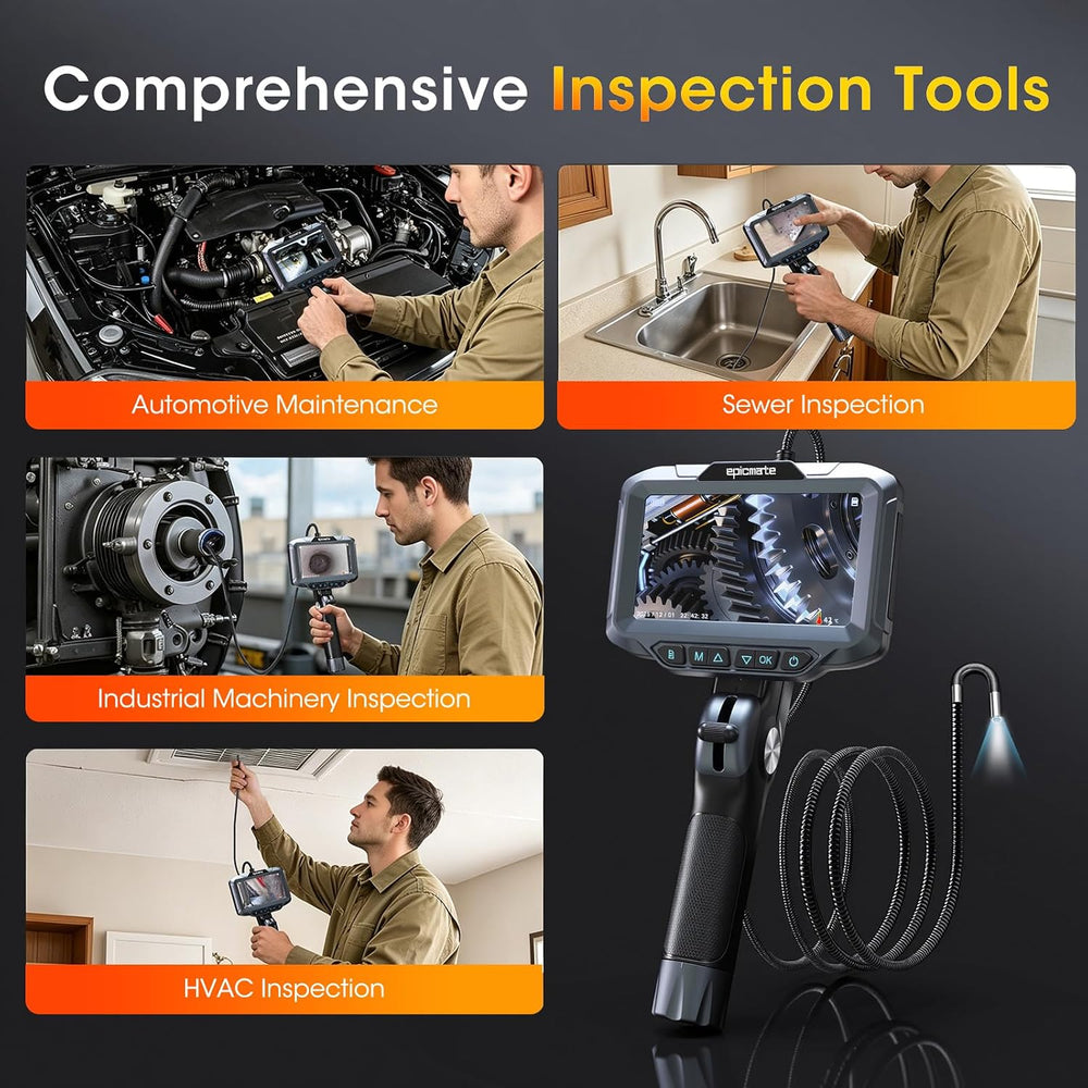 Articulating Borescope Camera with Light for Automotive & Engine Inspection