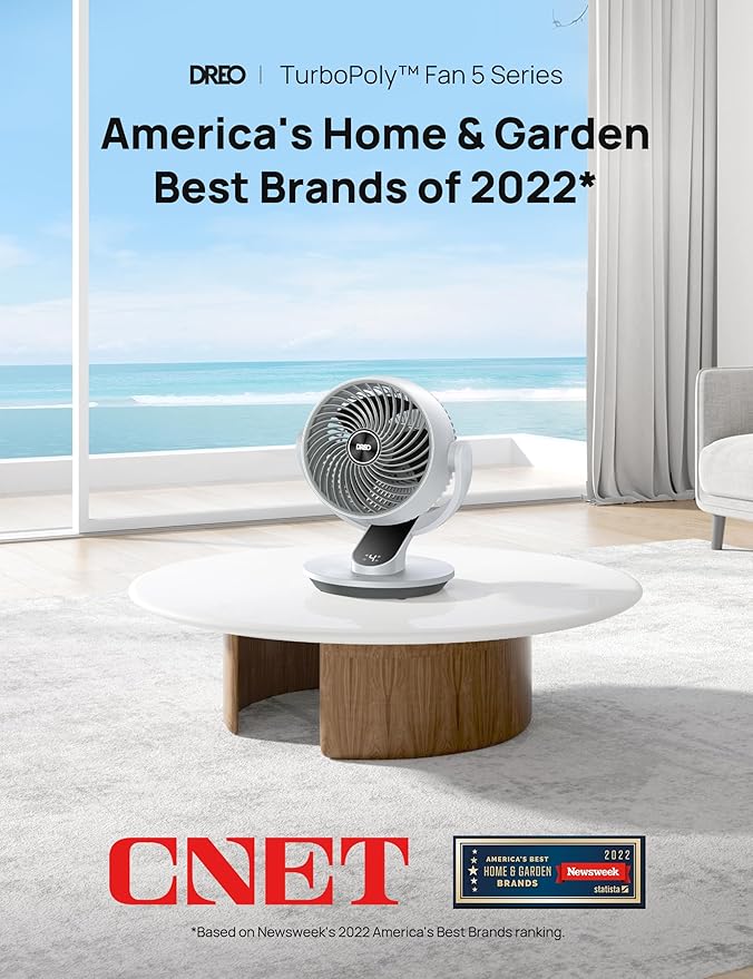 DREO Oscillating Fan for Bedroom, 13 Inch Quiet Table Fans for Home Whole Room