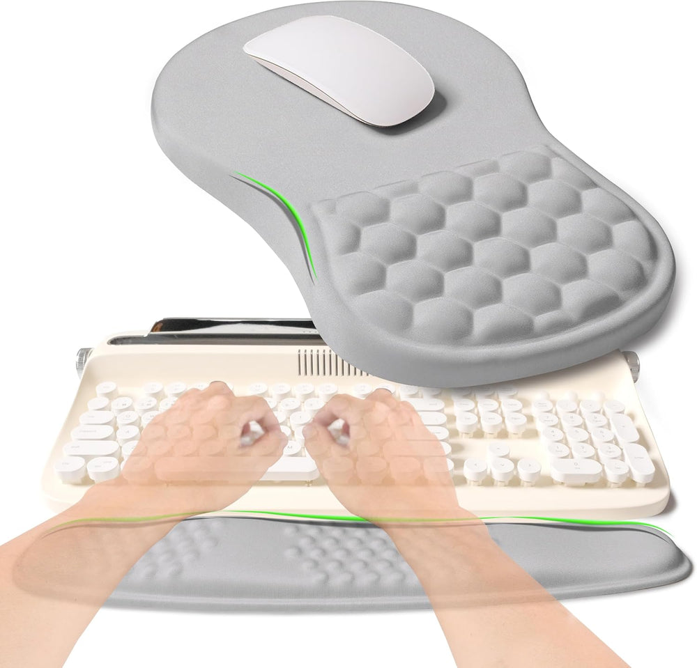 KUOSGM 2-in-1 Ergonomic Set, Wave Rise Keyboard Wrist Rest and Massage Bulge