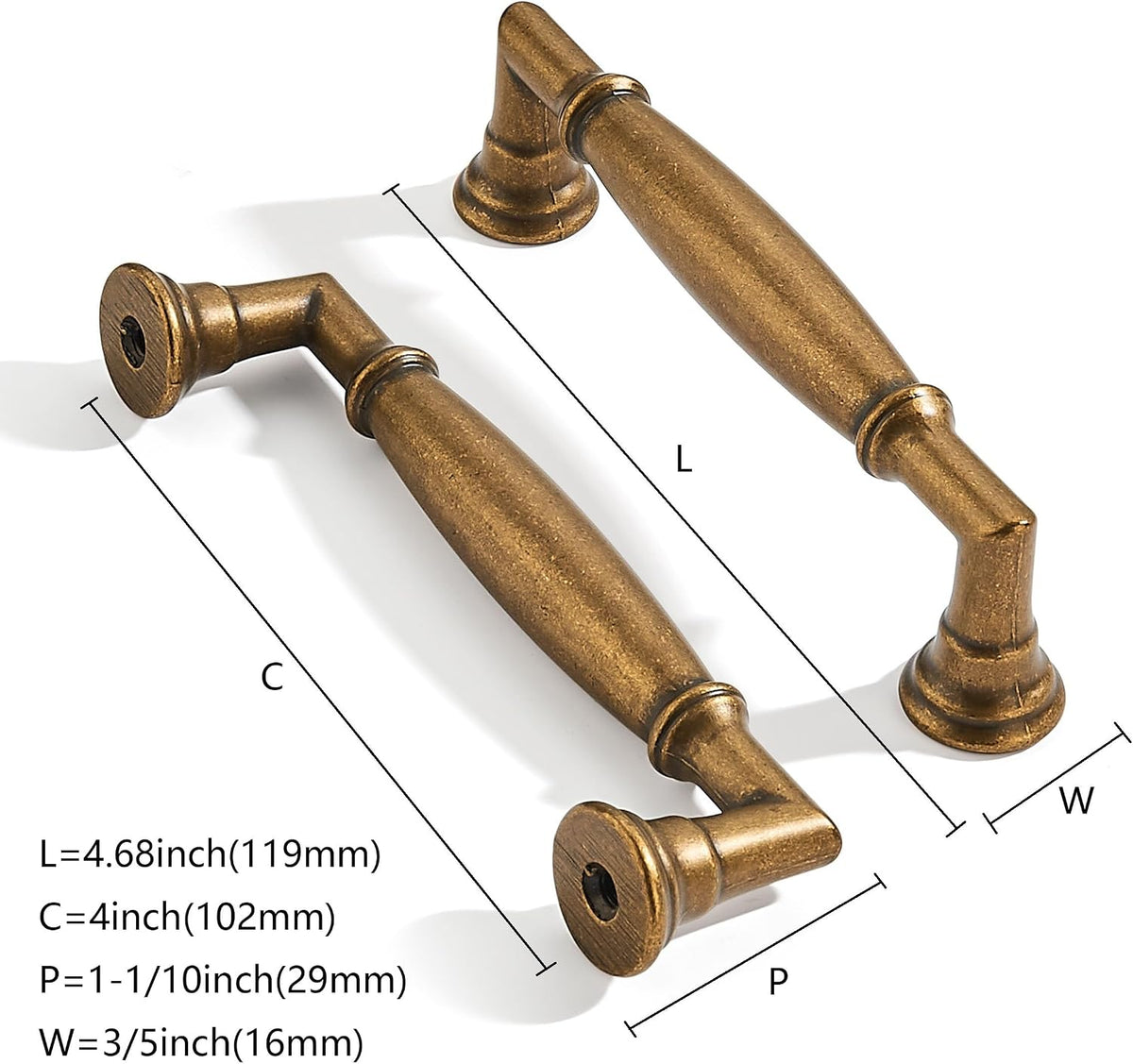 10 Pack 4 Inch Hole Center Vintage Antique Brass Cabinet pulls Solid Heavy Duty Aged Bronze Cabinet Pull Cabinet Handles Kitchen Cabinet Hardware Vanity Handles Bathroom Cabinet pulls