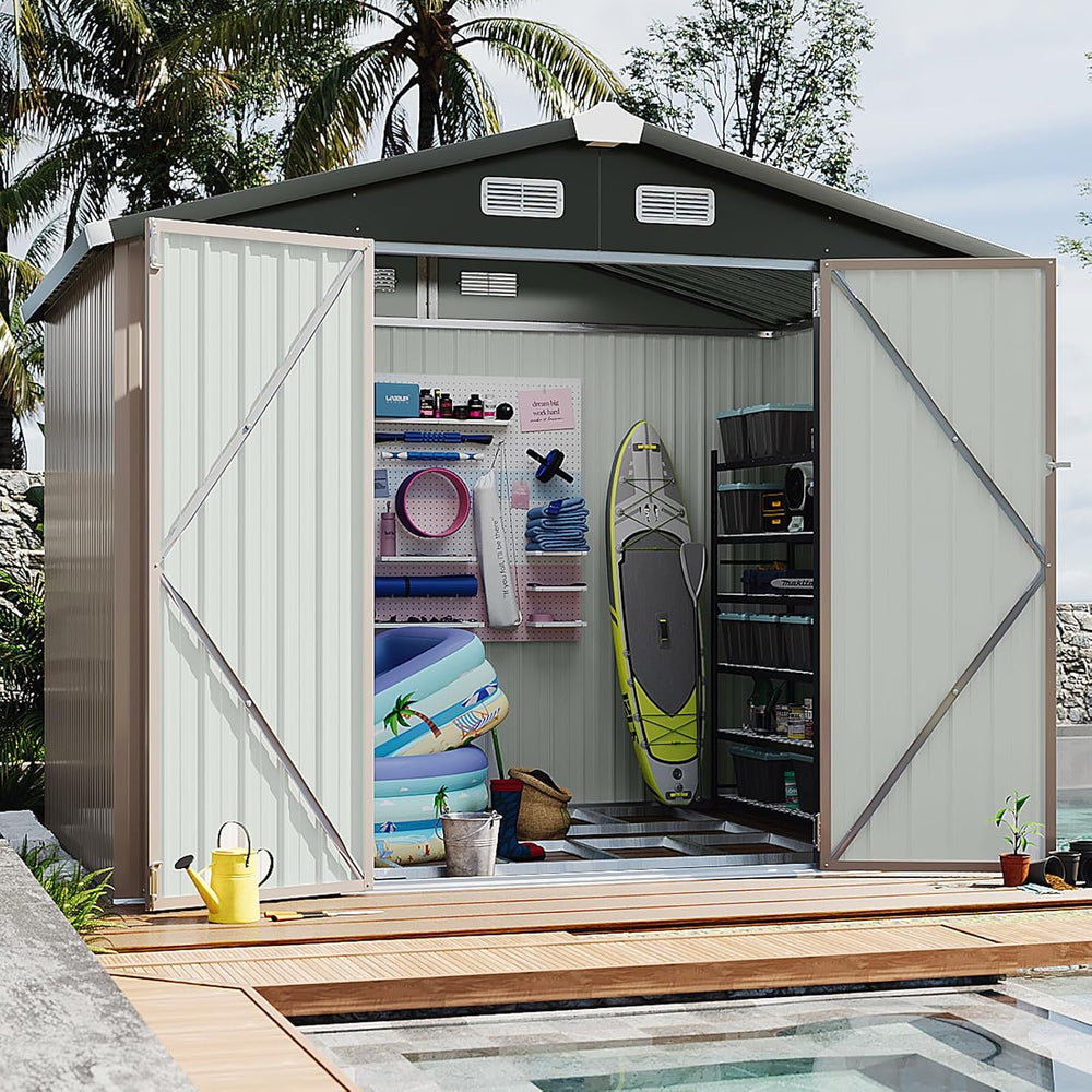 Aoxun 6' x 8' Storage Shed with Base Brown