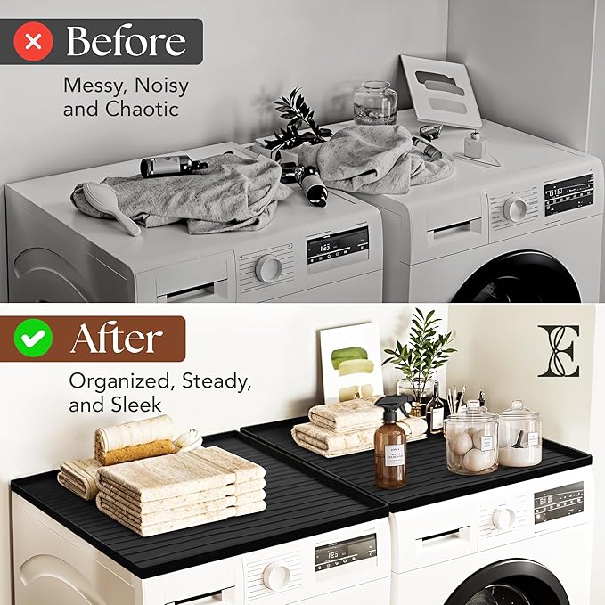 2 PC Washer and Dryer Topper Protector Mat 25"x25", Laundry Washing...
