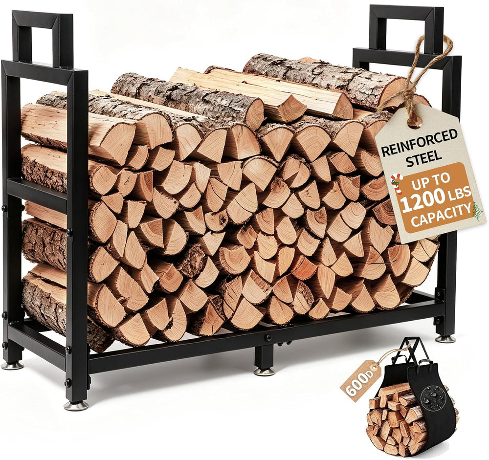 30 Inch Square Firewood Rack Indoor Outdoor with Handle Log Carrier