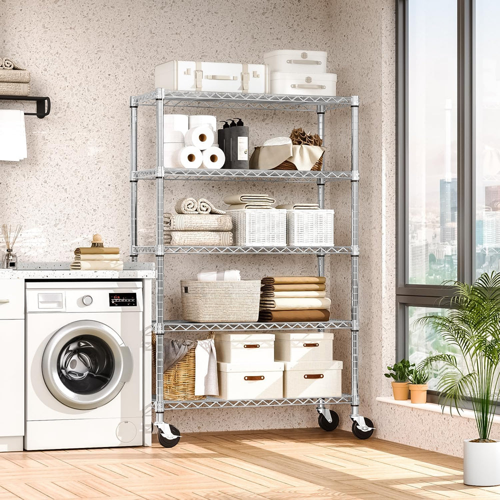M MZG 5-Shelf Storage Shelves,Wire Shelving Heavy Duty Metal Storage Shelving...