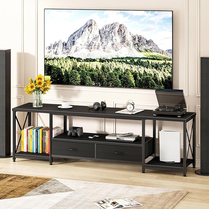 GYIIYUO TV Stand with Fabric Drawers