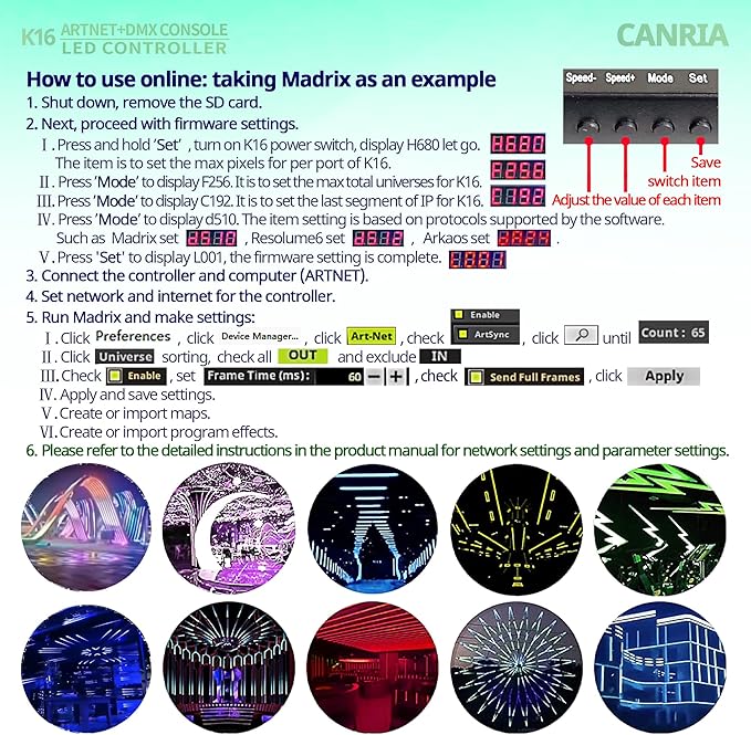 CANRIA K16 ARTNET+DMX CONSOLE LED CONTROLLER, Professional Lighting Control