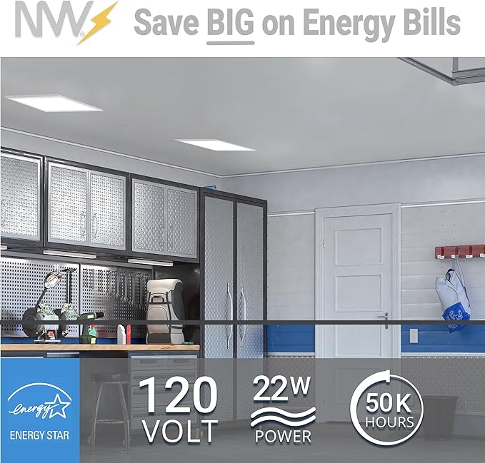 NUWATT 1x2 FT LED Flat Panel, 5CCT 2700K/3000K/3500K/4000K/5000K Selectable