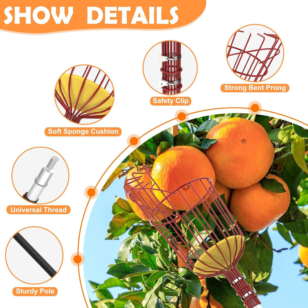 SISIUPASSIE 26FT Reach Fruit Picker, Apple Picker Pole with Basket Telescopin...