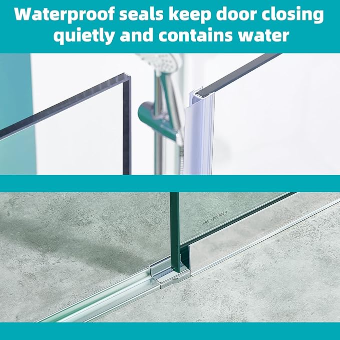 Pivot Swing Shower Door, Adjustable Width 58.9-60" W x 74" H Semi-F...
