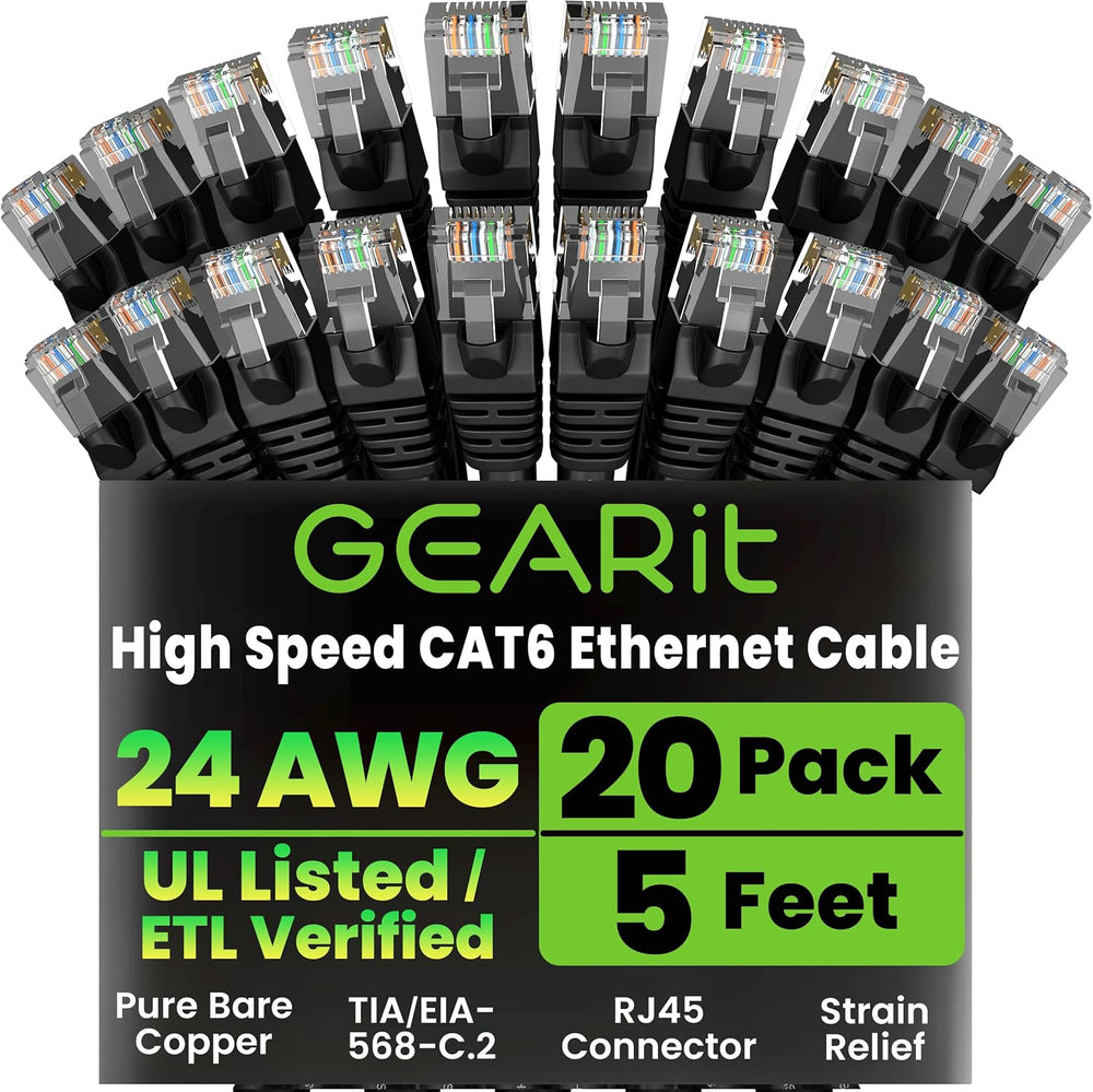 GEARit Cat 6 Ethernet Cable Pack (20-Pack)