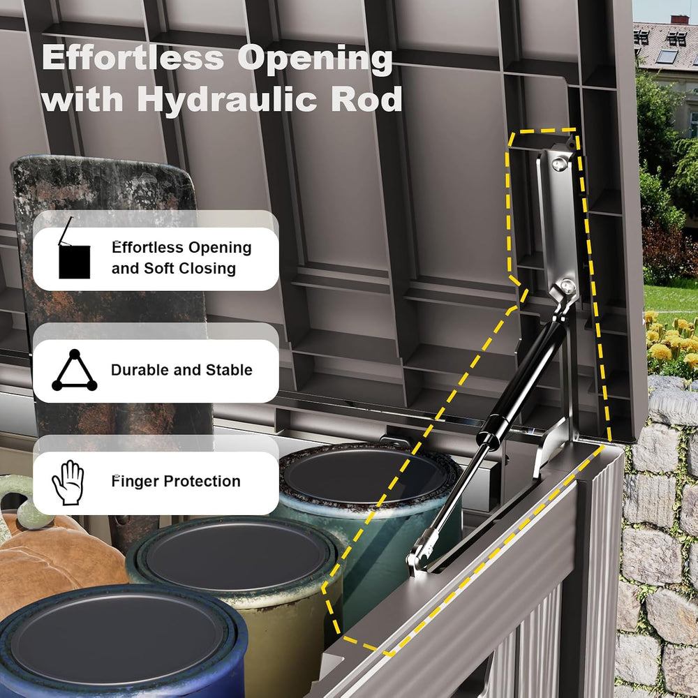 PatioZen 200 Gallon Deck Box Lockable Waterproof UV Resistant Grey