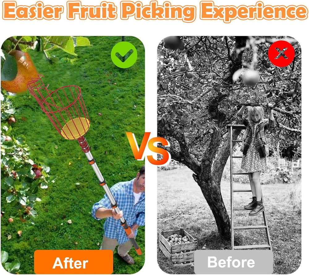 SISIUPASSIE 26FT Reach Fruit Picker, Apple Picker Pole with Basket Telescopin...