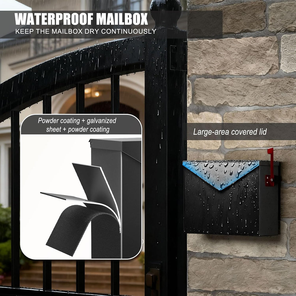 Large Capacity Wall Mount Mailbox with Outgoing Mail Flag, 14.2”x10.4”x4.3” S...