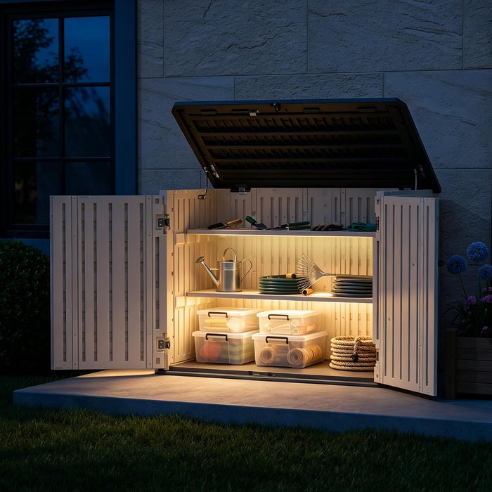 31 Cu.Ft Resin Outdoor Storage Cabinet with 2 Shelves & Floor