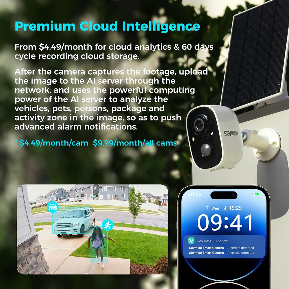 Vicohome 2CG6 2K Solar Security Camera, Wireless Outdoor, No Wiring Needed