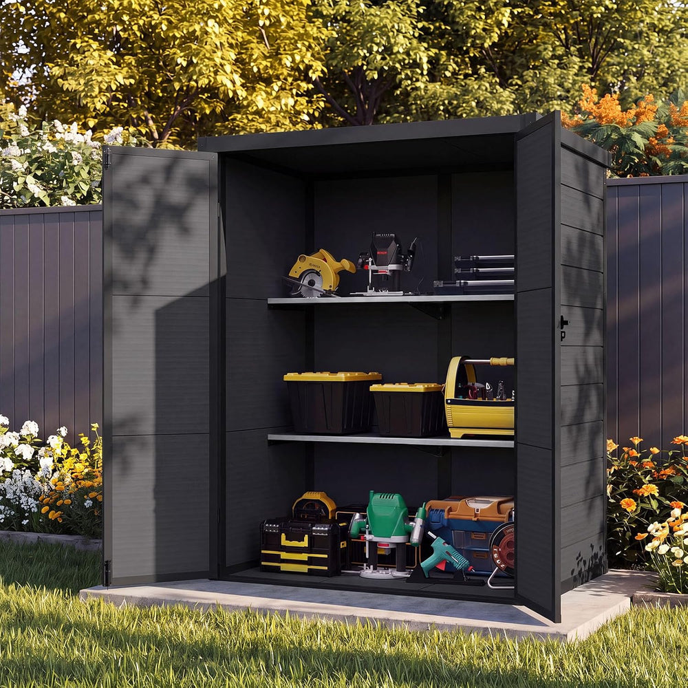 Aoxun 55 Cuft Outdoor Tall Storage Shed, 5×3×7ft Vertical Shed with Floor, Lo...