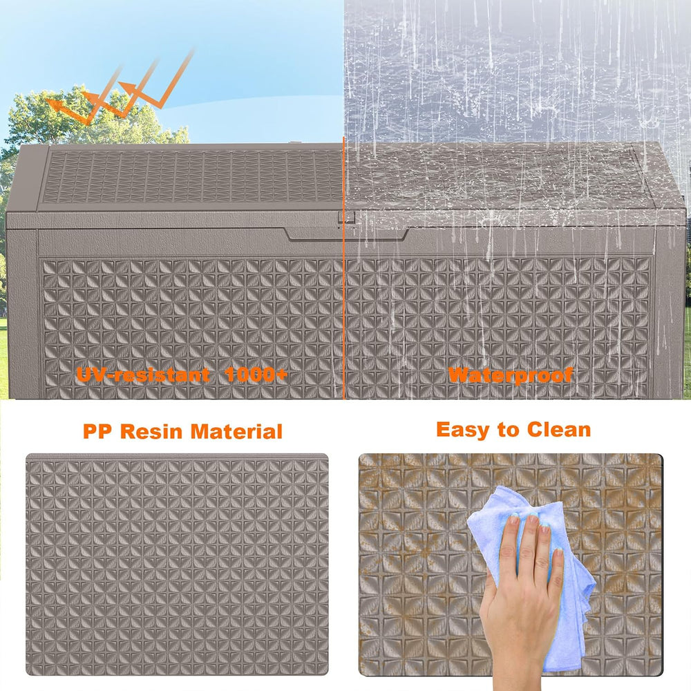 121 Gallon Outdoor Storage Box - Deck Box Waterproof Patio Furniture, Garden ...
