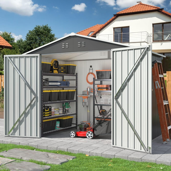 DAUSOLA 7.8x5.7FT Outdoor Storage Shed Metal Garden Tool Sheds for Backyard
