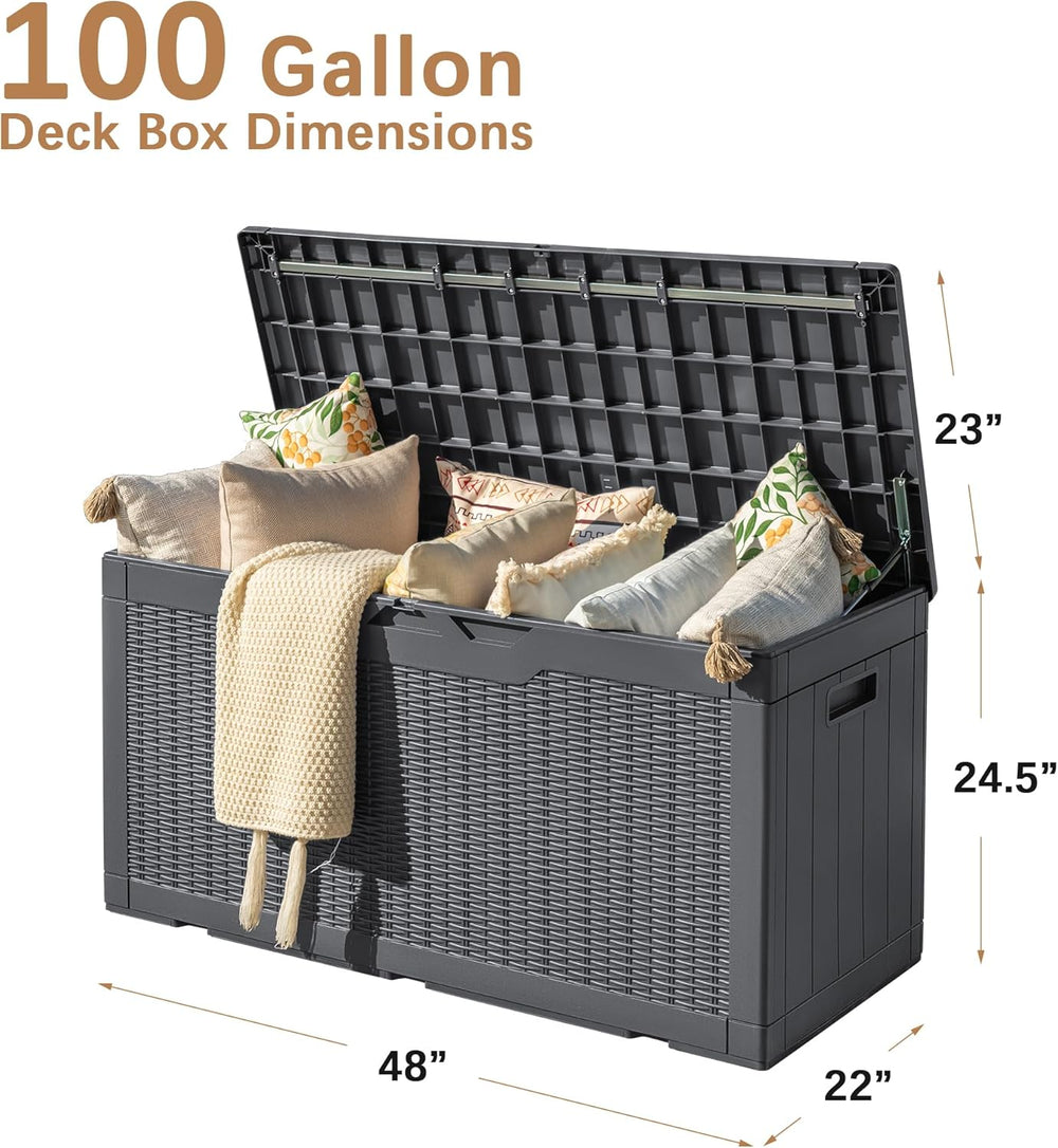 Devoko 97 Gallon Deck Box, Waterproof Resin Outdoor Storage Box for Outside a...
