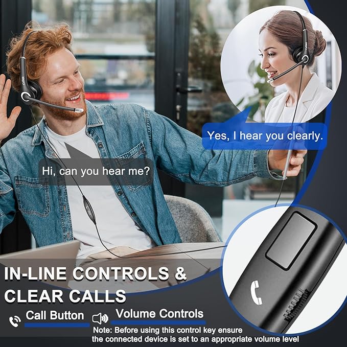 Callez Wired Computer Headset, 3.5mm/USB-C Headset