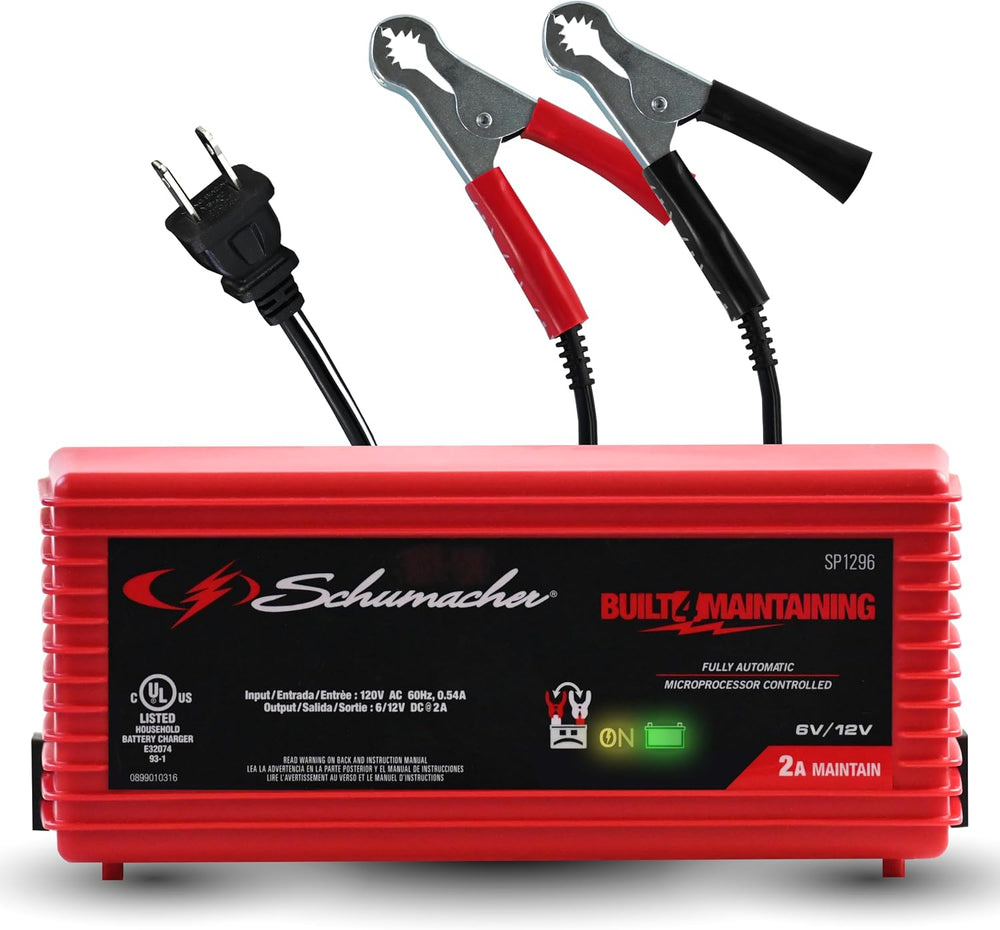 Schumacher Electric 2A Car Battery Charger and Maintainer, 3-in-1 Solution