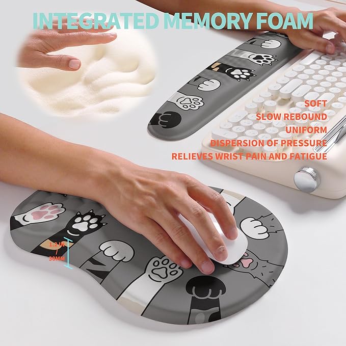 KUOSGM 2-in-1 Ergonomic Set, Wave Rise Keyboard Wrist Rest and Massage Bulge