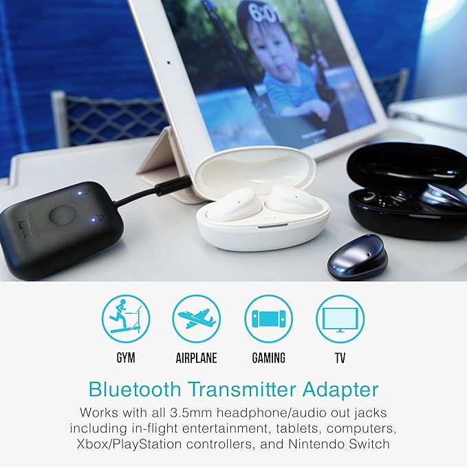 MEE audio Connect Air in-Flight Bluetooth Wireless Audio Transmitter Adapter ...