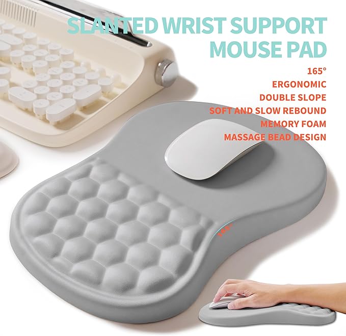 KUOSGM 2-in-1 Ergonomic Set, Wave Rise Keyboard Wrist Rest and Massage Bulge
