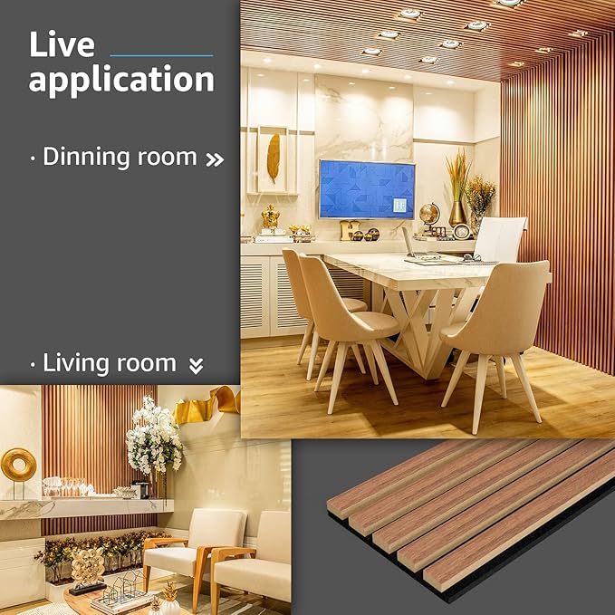 Art3d 4-Piece Wood Slat Acoustic Panels